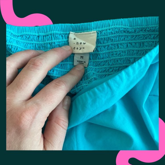 Turquoise Babydoll Dress with Puff Sleeves - Picture 3 of 5